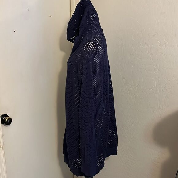 Torrid Blue Mesh Sheer Zipper Closure Hoodie Casual Contemporary Sweatshirt - Picture 2 of 11